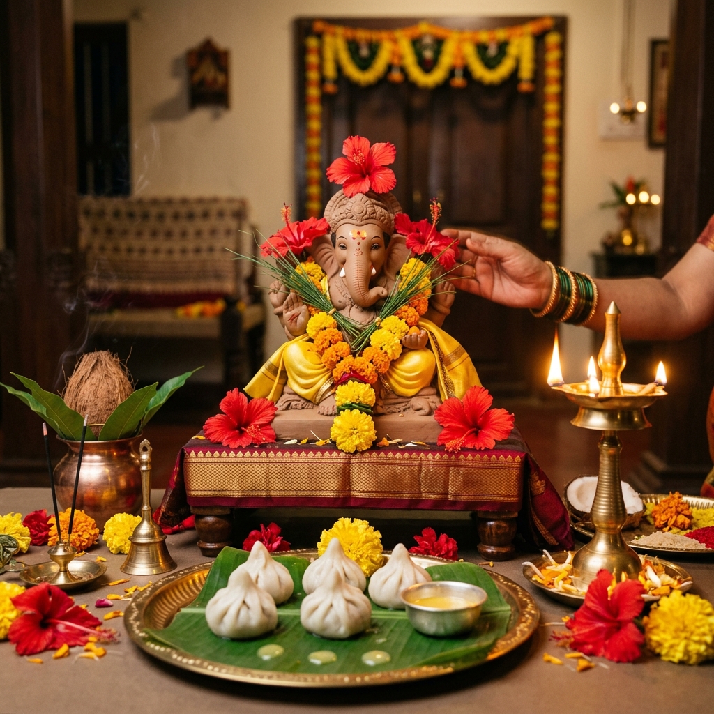 Traditional Modak Darbar Plate for Lord Ganesha